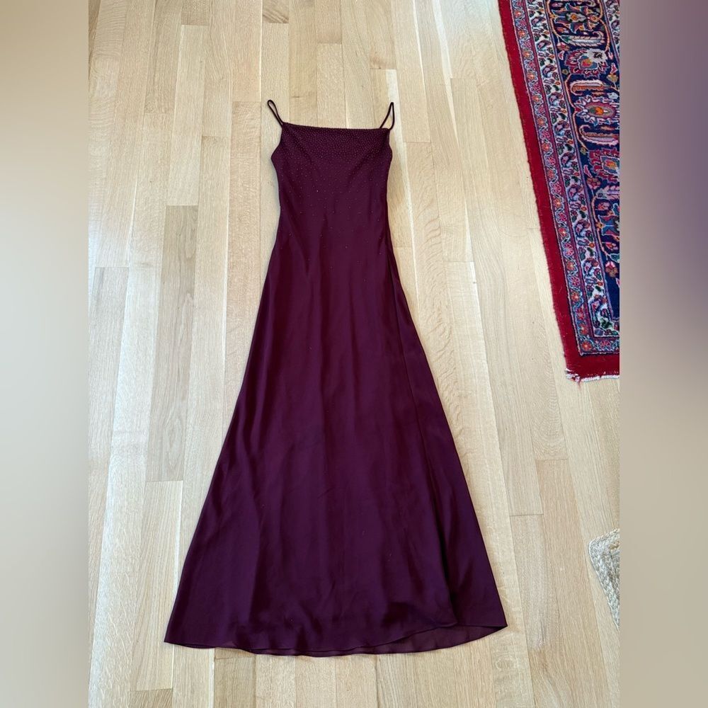 Elegant Burgundy Spaghetti Strap Maxi Dress